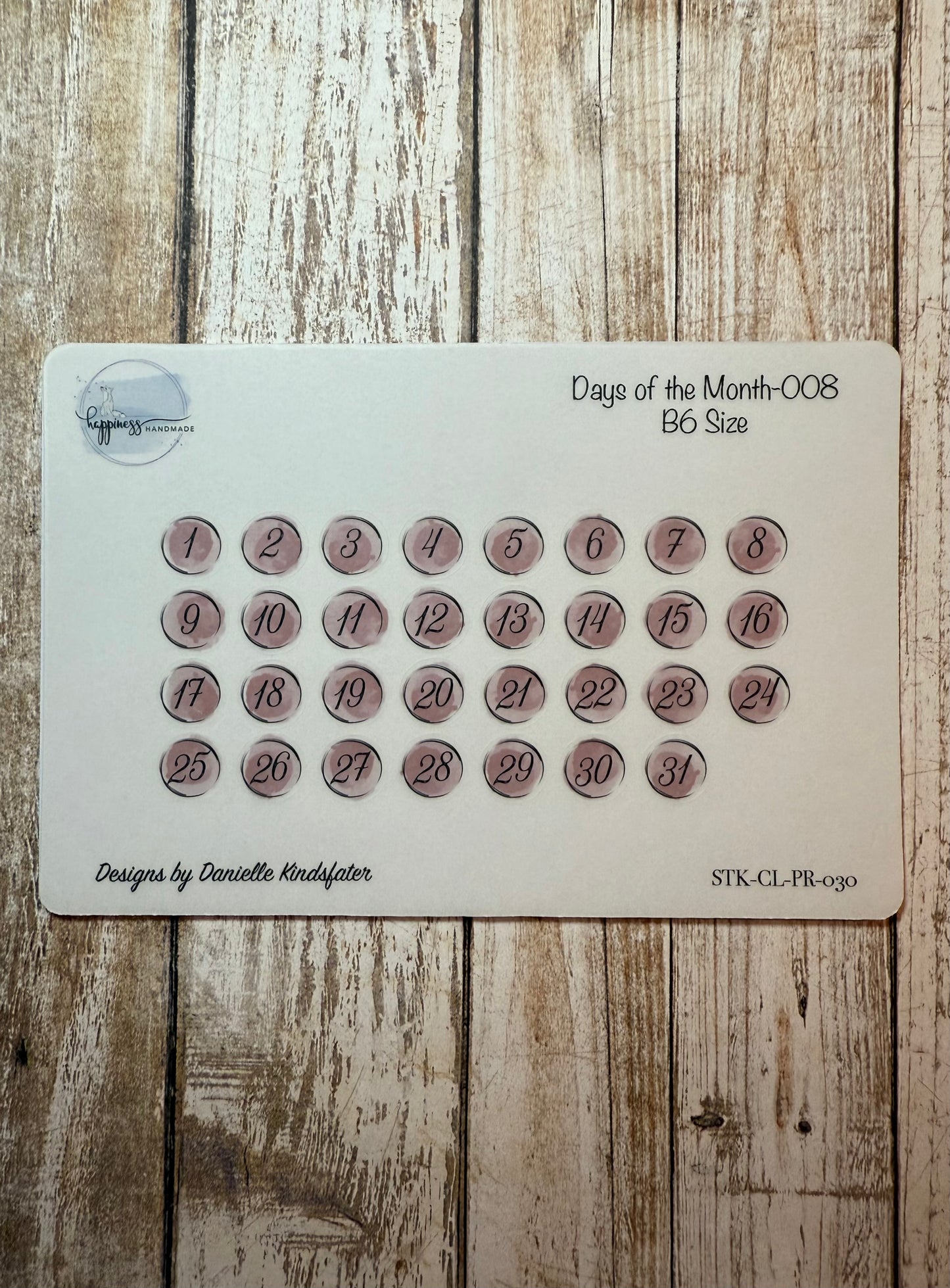 Days of the Month-008-B6 Size Sticker Sheet