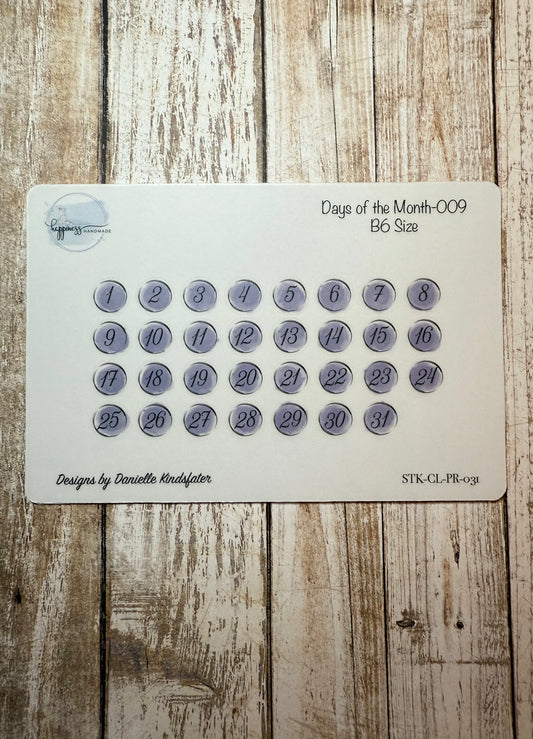 Days of the Month-009-B6 Size Sticker Sheet