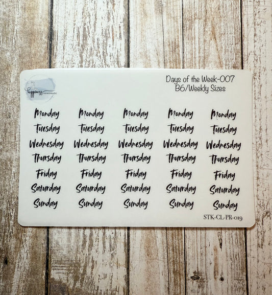 Days of the Week-007-B6/Weekly Sizes Sticker Sheet