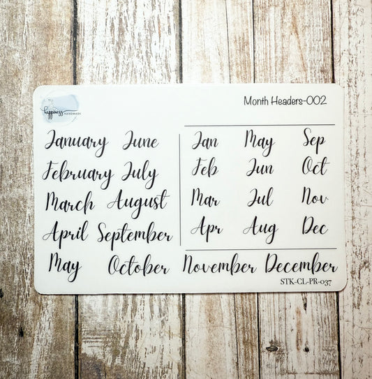 Month Headers-002 Sticker Sheet