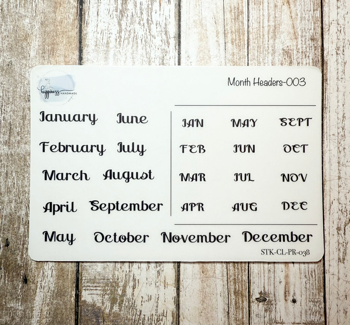 Month Headers-003 Sticker Sheet