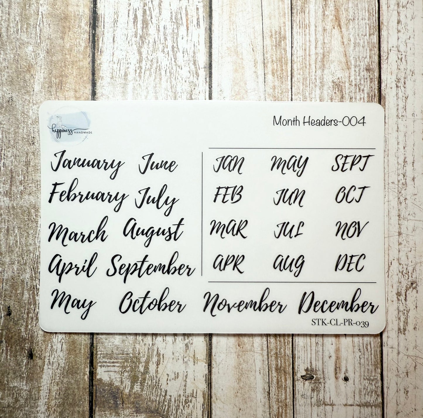 Month Headers-004 Sticker Sheet