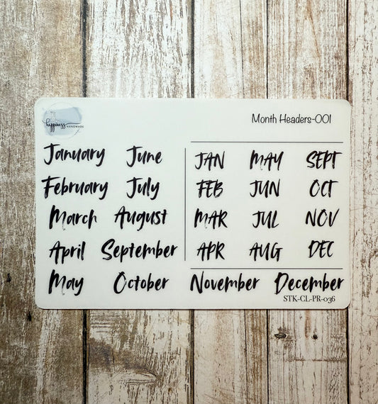 Month Headers-001 Sticker Sheet