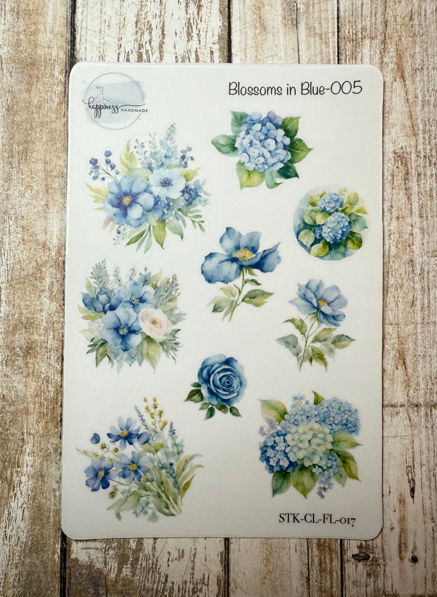 Blossoms  in Blue-005-Sticker Sheet