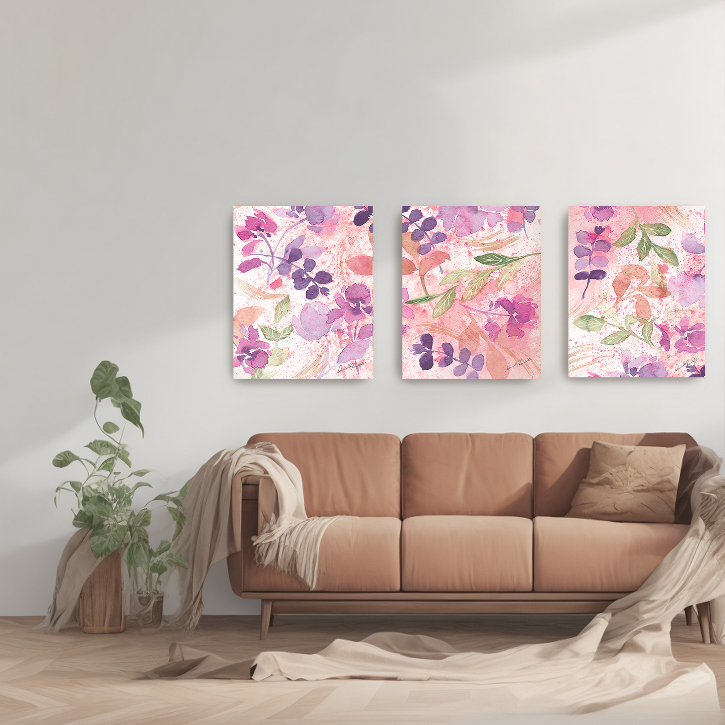 Purple and Pink Flower Medley Series 1-Canvas