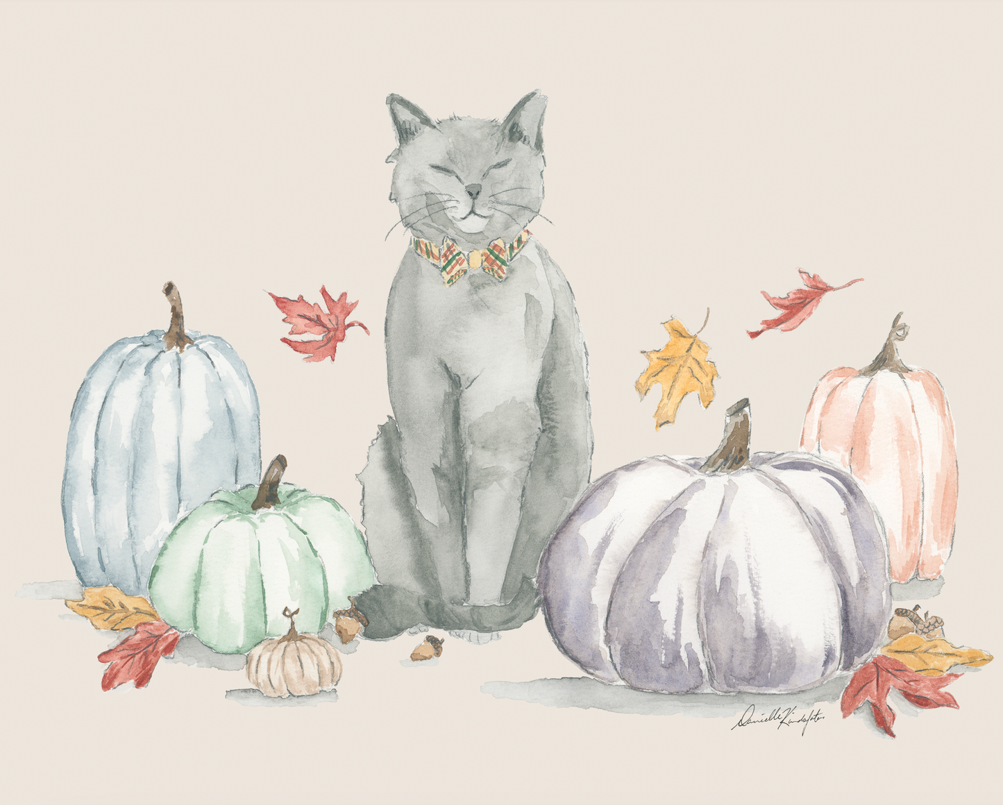 Cat and Pumpkin Working-Canvas