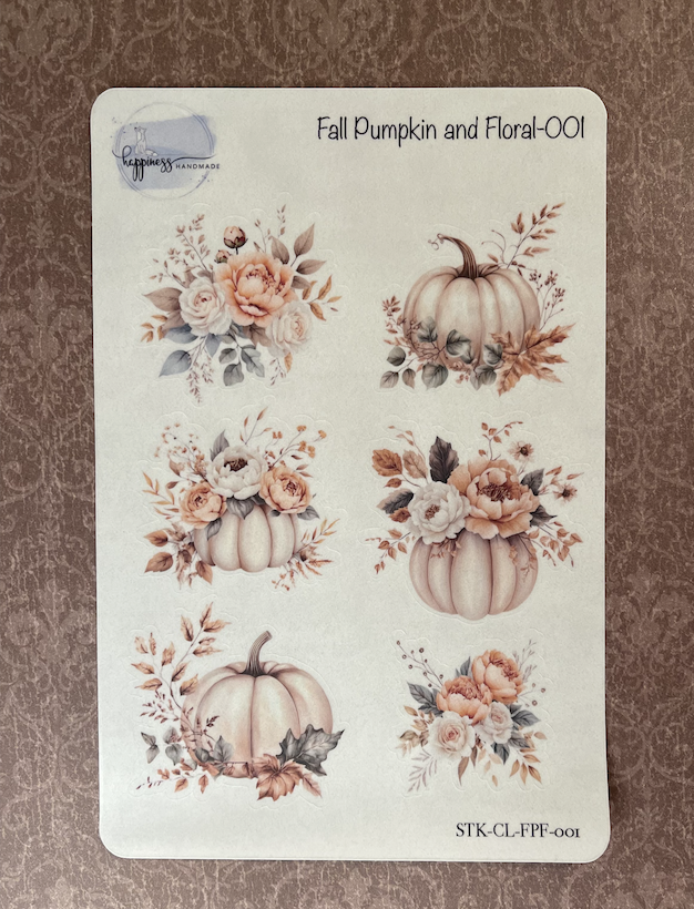 Fall Pumpkin and Floral-001-Sticker Sheet